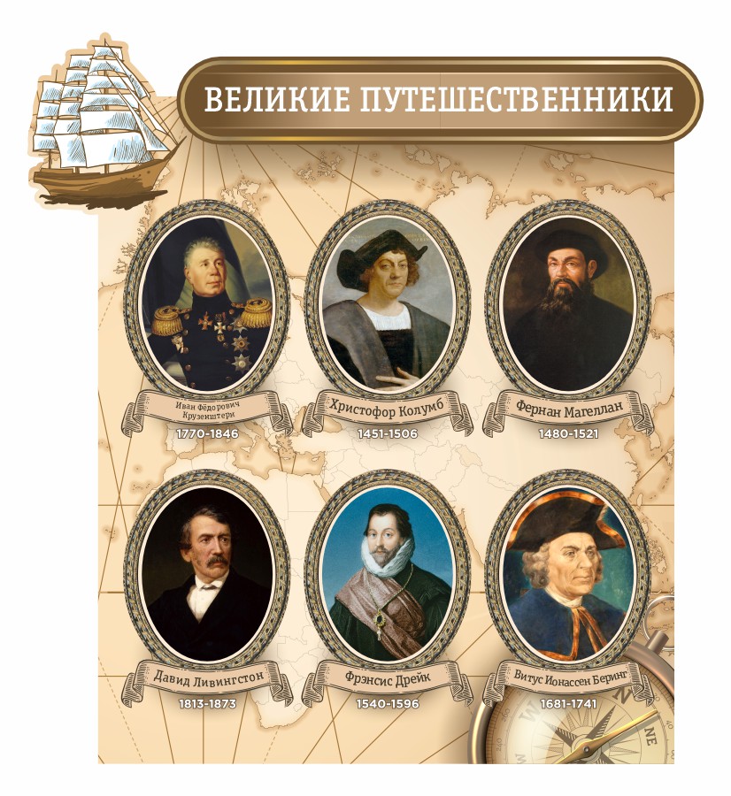 стенд великие путешественники